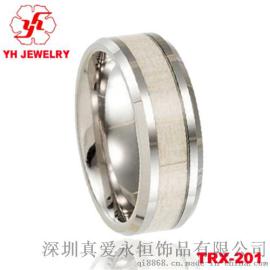 戒指 钨钢戒指 碳化钨戒指 镶嵌健康环保木皮 木戒指 复古时尚吊坠 真爱永恒 YH TRX-201