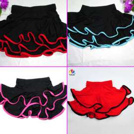 双层滚边拉丁舞蹈裙(苔姿LT-1201)