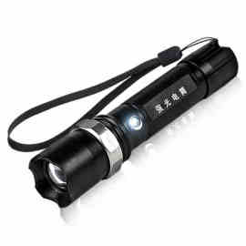 LED变焦强光手电筒 户外手电保安器材手灯远射防水手电家用充电