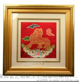 蜀锦礼品相框批发 云锦相框 金色实木苏绣刺绣织锦画框/相框