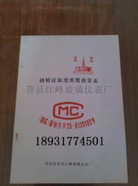 酒精计温度浓度换算表 酒精计换算书