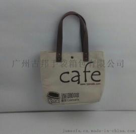连咖啡图案帆布手提袋 保温餐包 厂家直销帆布购物袋