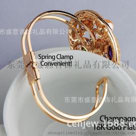 东莞盛意饰品真金电镀原创设计欧美夸张金丝网合金手镯ODM代加工
