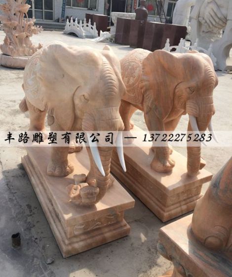 现货石雕汉白玉大象一对吉祥风水招财大象