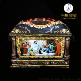 定制景德镇手绘高档瓷长棺