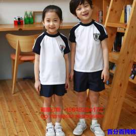 西部元素夏季新款小学生幼儿园园服服儿童白色圆领短裤套装批发