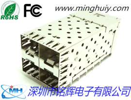 SFP连接器，2x2不带导光柱,SFP 2X2 CAGE 压接式