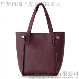 鸿丰皮具 女士水桶包包定制工厂 真皮手提包贴牌