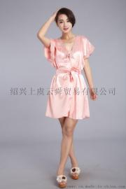 女式新款缎面睡衣　情趣内衣　弹力色丁睡袍　家居和服睡衣