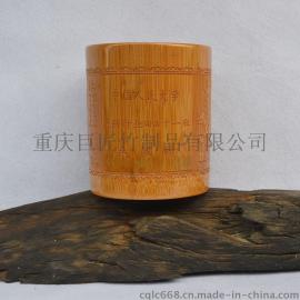 厂家专业定制天然原竹碳化竹子笔筒纪念笔筒礼品工艺笔筒