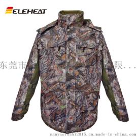 登山野营迷彩服防风防水内胆冲锋衣男加热服军大衣棉户外服