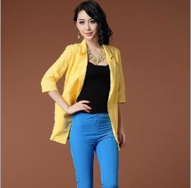 2013秋装春秋季新款韩版女式长款小西装小外套上衣麻料外套女装OL