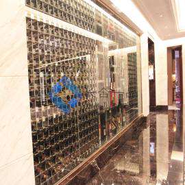 厂家定制 镜面香槟金不锈钢酒柜 不锈钢展示红酒柜