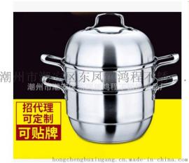 不锈钢蒸锅 韩式 不锈钢锅 锅盖玻璃 双层汤蒸锅 促销外贸 批发
