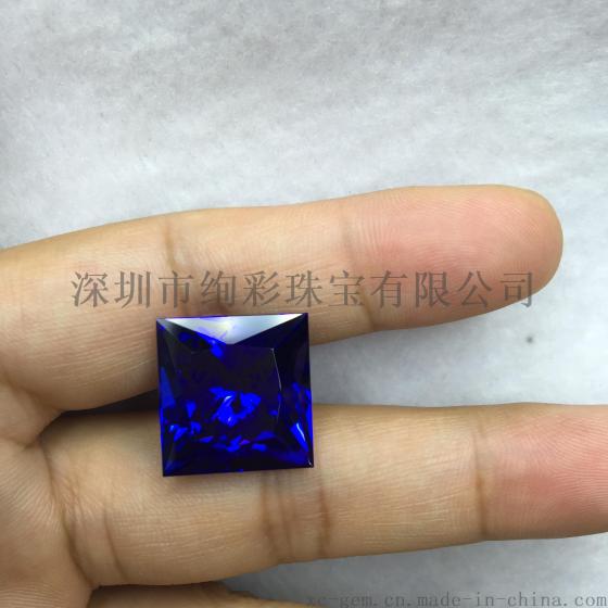 绚彩珠宝公主方5A坦桑石,优秀车工,火彩足,放大镜下干净,专业坦桑石裸石