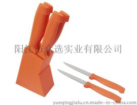 橙色牛扒套刀 KP0075 优质不锈钢 PP柄  牛扒刀7件套  厨房用具