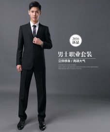 湖南职业装春秋西服套装 商务男士三件套工作服面试正装定制