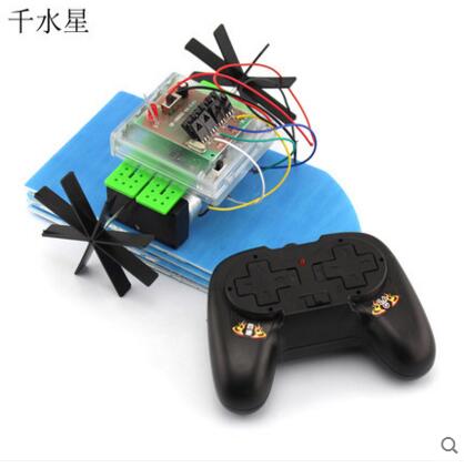 千水星 2.4G创意轮桨船 自制遥控船 手工模型拼装配件 创客diy套件 船模