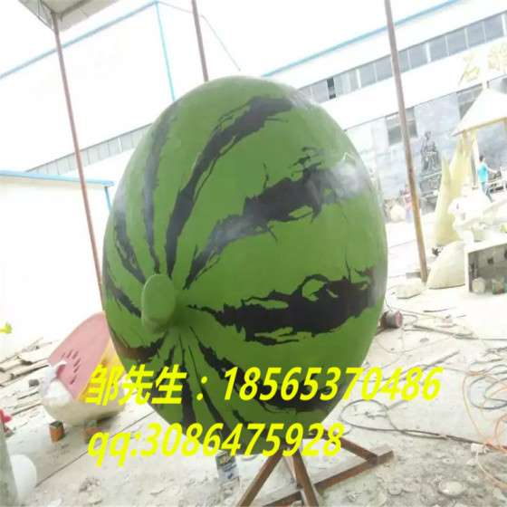 树脂雕塑 大型西瓜摆设 卡通水果造型 FRP卡通彩绘西瓜定做
