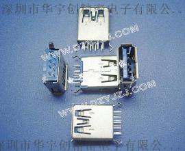 3.0 USB 9P AF 180° 直插15.0H弯脚蓝胶芯铜/钢壳镀金1U/15U母座