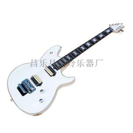 【工厂双摇电吉他白色琴身 两层包边 乌木指板 可定制颜色