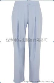 2015女浩比秋季新款女式时尚女裤休闲商务职业女款浅蓝色阔腿裤