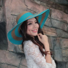 女士草编大檐帽