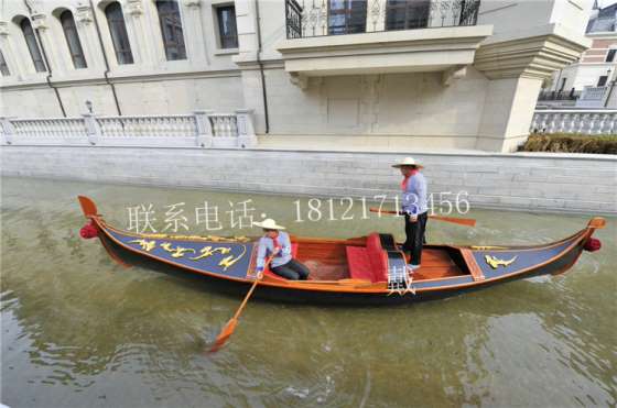 豪华贡多拉，威尼斯船，豪华欧式木船船体，精品玻璃钢船体，水上法拉利手划客船