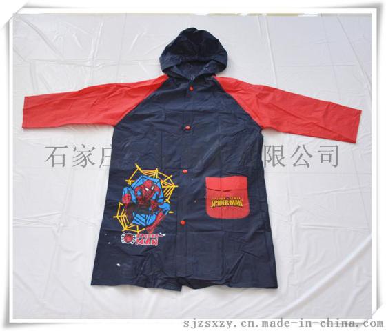男童背包PVC雨衣，儿童卡通logo雨衣