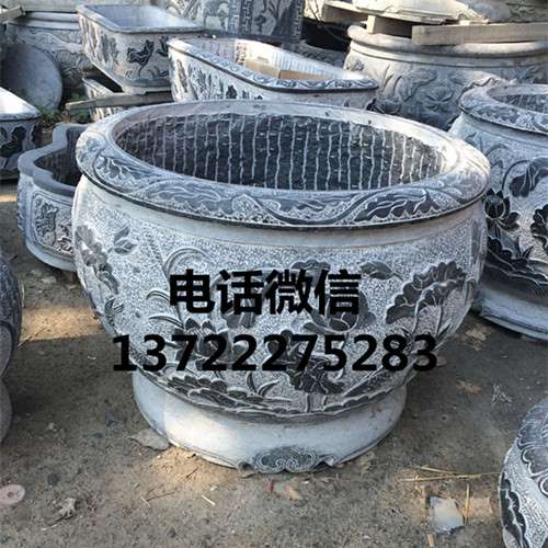 青石直径1米仿古圆形做旧水槽花盆