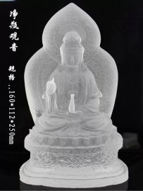 净瓶观音琉璃佛像销售定制 观音菩萨琉璃像 自在观音 思维观音像 千手千眼观世音菩萨像慈航普渡琉璃佛像定做