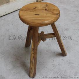 老榆木老门板古典餐椅，实木小圆凳，纯实木小圆凳支持定制