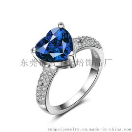 白铜电镀 精美镶嵌锆石戒指 首饰工厂生产 200起批