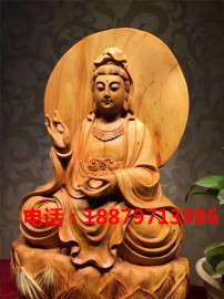 木雕观音像工艺摆件 千年崖柏陈化树根料 观音佛像批发工厂定做