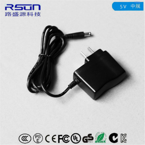 路盛源-专业生产指纹打卡机5V1A电源适配器ccc认证带指示灯 LED台灯充电器