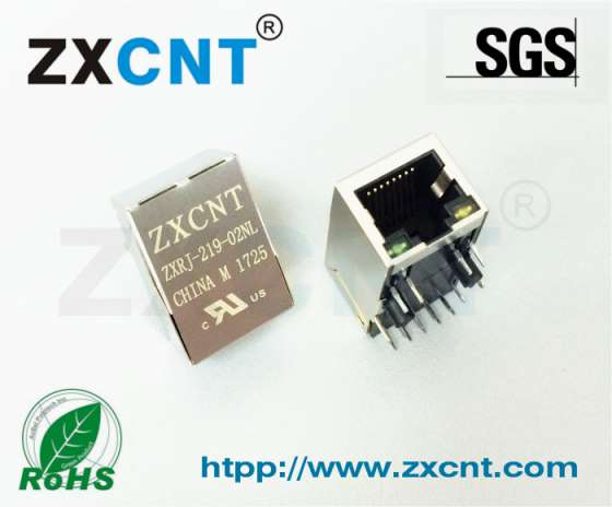 ZXRJ-219-02NL带灯千兆RJ45网络接口，RJ45带变压器