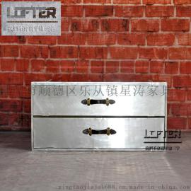LOFT工业风铝皮铆钉双层下翻门鞋柜健身房会所酒吧酒店个性鞋柜