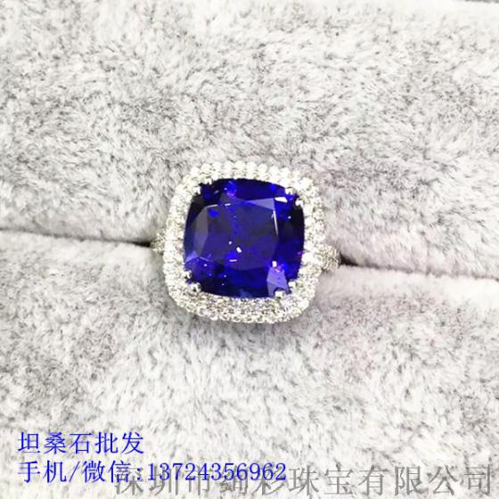 经典款式坦桑石女戒 方形坦桑石戒指批发13724356962
