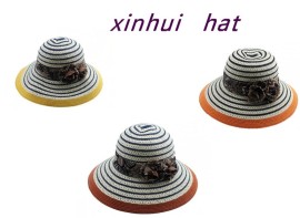 搭配百搭条纹蝴蝶结小盆帽防晒太阳帽