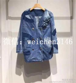 2017秋冬新款欧美高端女装马思纯同款小香山茶花牛仔衣外套