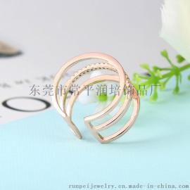 自然三层开口戒女式戒指 饰品厂家 可来样定制