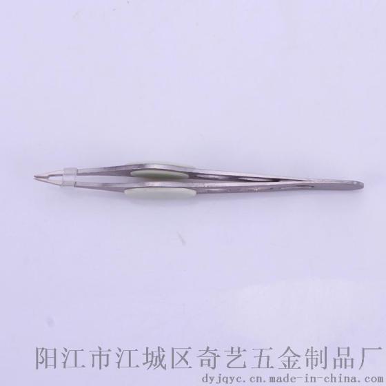 不锈钢拉丝表面三孔带防滑胶粒大号MJ-04眉毛夹