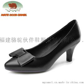 MG CAMEL春季新款头层牛皮白领女鞋尖头浅口细跟职业性感高跟单鞋