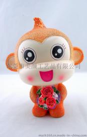 66007-悠嘻猴抱花 上海省石膏像白坯娃娃公仔批发