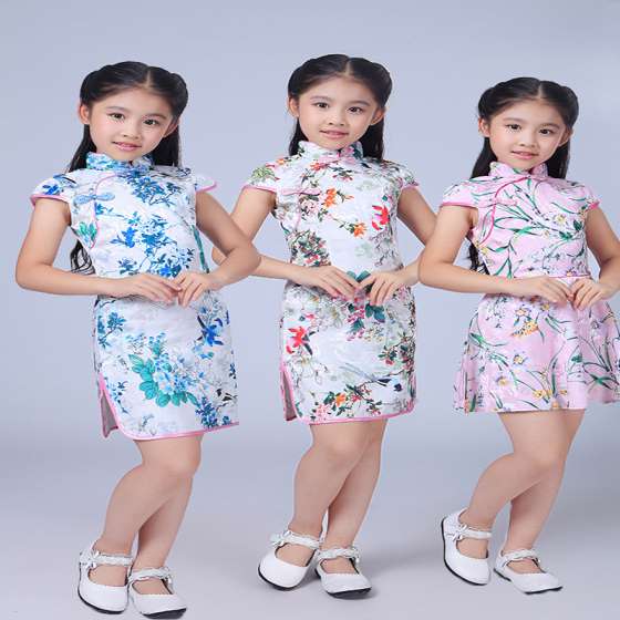 萌宝宝3061儿童旗袍中大童旗袍古筝演出服