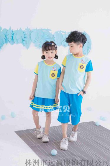 护岛宝贝幼儿园园服新款奥戴尔针织拼接儿童夏季套装校服