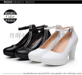 款号806-1 真皮正品女士踝带高跟鞋 32~42码大小码均有 黑白两色可选