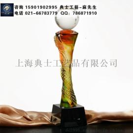 上海琉璃奖杯批发，员工荣誉奖品，销售精英奖杯，企业老员工感谢纪念品，答谢会纪念品