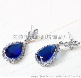 奢华名媛镶嵌锆石耳环 饰品生产厂家供应 200件起批