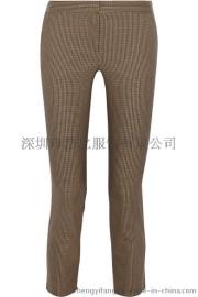 浩比2015女式休闲时尚商务女款中腰直筒小脚灰褐色九分裤